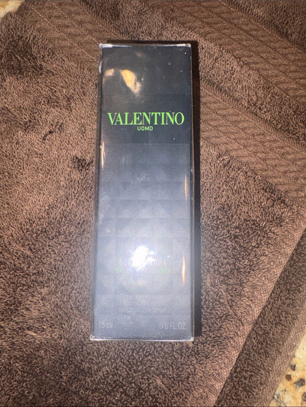 Valentino UOMO Black Box with Neon Green Logo Brand New travel in box
